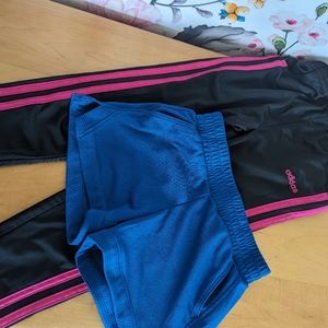 Nike Adidas Girls Track Pants And Shorts Soccer Black Pink Blue Size 5 Athletic